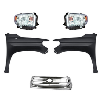 Replacement - 5-Piece Kit (Driver and Passenger Side Headlights, Grille, Driver and Passenger Side Fenders) (Standard Line)