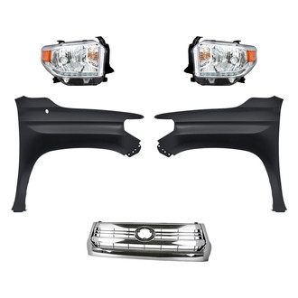 Replacement - 5-Piece Kit (Driver and Passenger Side Headlights, Grille, Driver and Passenger Side Fenders) (Standard Line)