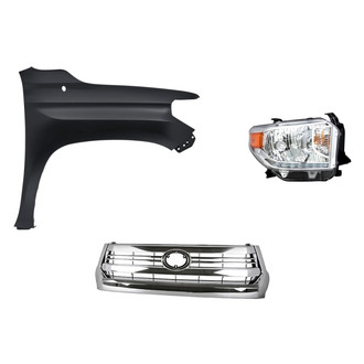 Replacement - 3-Piece Kit (Passenger Side Headlight, Grille, Front Passenger Side Fender) (Standard Line)