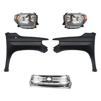 Replacement - 5-Piece Kit (Driver and Passenger Side Headlights, Grille, Driver and Passenger Side Fenders) (Standard Line)