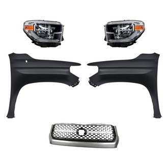 Replacement - 5-Piece Kit (Driver and Passenger Side Headlights, Grille, Driver and Passenger Side Fenders) (Standard Line)