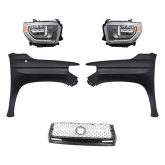 Replacement - 5-Piece Kit (Driver and Passenger Side Headlights, Grille, Driver and Passenger Side Fenders) (Standard Line)