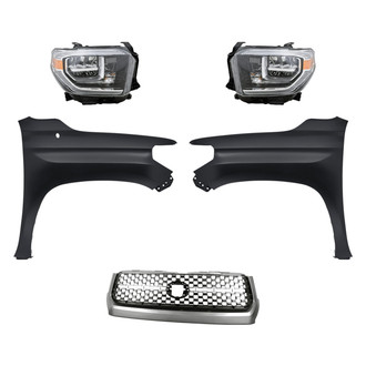 Replacement - 5-Piece Kit (Driver and Passenger Side Headlights, Grille, Driver and Passenger Side Fenders) (Standard Line)