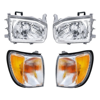 Replacement - 4-Piece Kit (Driver and Passenger Side Headlights, Driver and Passenger Side Turn Signal/Corner Lights) (Standard Line)