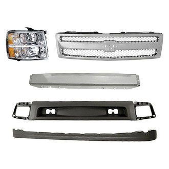 Replacement - 5-Piece Kit (Passenger Side Headlight, Front Bumper Air Deflector, Front Bumper Deflector Extension, Front Bumper Reinforcement, Grille) (Standard Line)