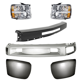 Replacement - 6-Piece Kit (Driver and Passenger Side Headlights, Front Bumper Deflector, Front Bumper Face Bar, Front Driver and Passenger Side Bumper Ends) (Standard Line)