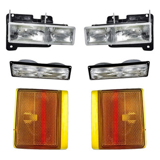 Replacement - 6-Piece Kit (Driver and Passenger Side Headlights, Driver Side Lower and Passenger Side Side Marker Light, Driver and Passenger Turn Signal/Parking Lights) (Standard Line)