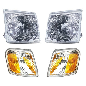 Replacement - 4-Piece Kit (Driver and Passenger Side Headlights, Driver and Passenger Side Turn Signal/Corner Lights) (Standard Line)