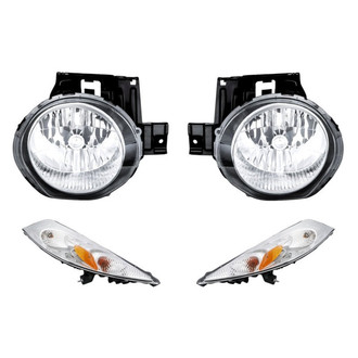 Replacement - 4-Piece Kit (Driver and Passenger Side Headlights, Driver and Passenger Side Turn Signal/Parking Lights) (CAPA Certified)