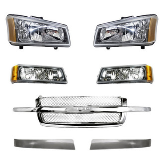 Replacement - 7-Piece Kit (Driver and Passenger Side Headlights, Grille, Driver and Passenger Side Grille Moldings, Driver and Passenger Side Turn Signal/Parking Lights) (Standard Line)