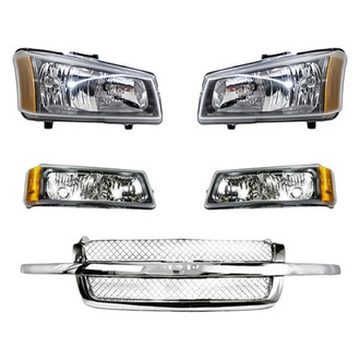 Replacement - 5-Piece Kit (Driver and Passenger Side Headlights, Grille, Driver and Passenger Side Turn Signal/Parking Lights) (Standard Line)