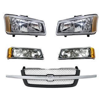 Replacement - 5-Piece Kit (Driver and Passenger Side Headlights, Grille, Driver and Passenger Side Turn Signal/Parking Lights) (Standard Line)
