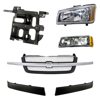 Replacement - 6-Piece Kit (Passenger Side Headlight, Driver and Passenger Side Grille Moldings, Grille, Passenger Side Headlight Support, Passenger Side Turn Signal/Parking Light) (Standard Line)