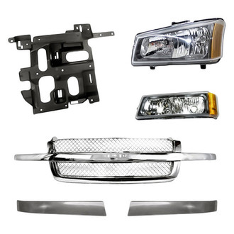 Replacement - 6-Piece Kit (Driver Side Headlight, Driver and Passenger Side Grille Moldings, Grille, Driver Side Headlight Support, Driver Side Turn Signal/Parking Light) (Standard Line)