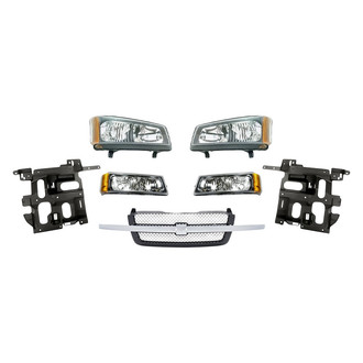 Replacement - 7-Piece Kit (Driver and Passenger Side Headlights, Grille, Driver and Passenger Side Headlight Supports, Driver and Passenger Side Turn Signal/Parking Lights) (Standard Line)