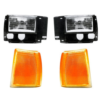 Replacement - 4-Piece Kit (Driver and Passenger Side Headlights, Driver and Passenger Side Turn Signal/Corner Lights) (Standard Line)