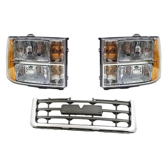 Replacement - 3-Piece Kit (Driver and Passenger Side Headlights, Grille) (Standard Line)