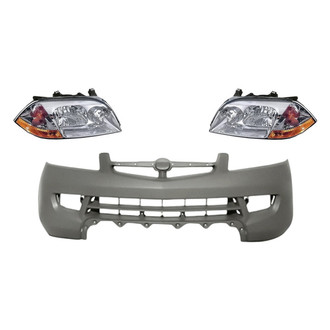 Replacement - 3-Piece Kit (Driver and Passenger Side Headlights, Front Bumper Cover) (Standard Line)