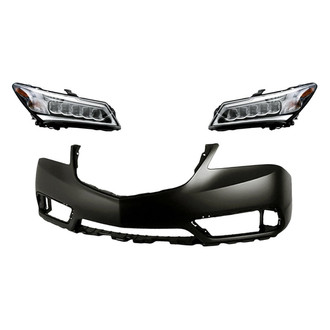 Replacement - 3-Piece Kit (Driver and Passenger Side Headlights, Front Bumper Cover) (Standard Line)