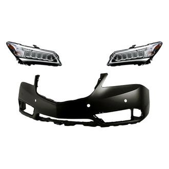Replacement - 3-Piece Kit (Driver and Passenger Side Headlights, Front Bumper Cover) (Standard Line)