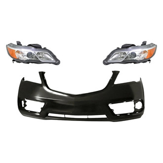 Replacement - 3-Piece Kit (Driver and Passenger Side Headlights, Front Bumper Cover) (Standard Line)