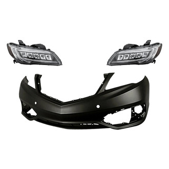 Replacement - 3-Piece Kit (Driver and Passenger Side Headlights, Front Bumper Cover) (Standard Line)