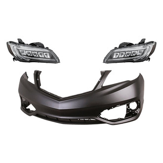 Replacement - 3-Piece Kit (Driver and Passenger Side Headlights, Front Bumper Cover) (Standard Line)