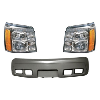 Replacement - 3-Piece Kit (Driver and Passenger Side Headlights, Front Bumper Cover) (Standard Line)