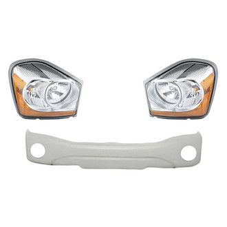 Replacement - 3-Piece Kit (Driver and Passenger Side Headlights, Front Bumper Cover) (Standard Line)