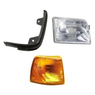 Replacement - 3-Piece Kit (Passenger Side Headlight, Passenger Side Grille Extension, Passenger Side Turn Signal/Parking Light) (Standard Line)