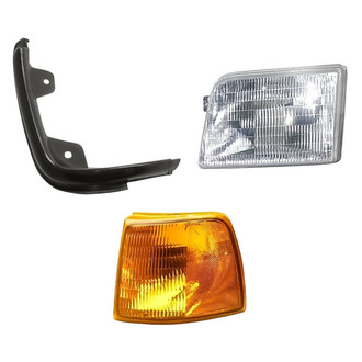 Replacement - 3-Piece Kit (Driver Side Headlight, Driver Side Grille Extension, Driver Side Turn Signal/Corner Light) (Standard Line)
