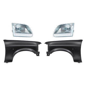 Replacement - 4-Piece Kit (Driver and Passenger Side Headlights, Driver and Passenger Side Fenders) (Standard Line)