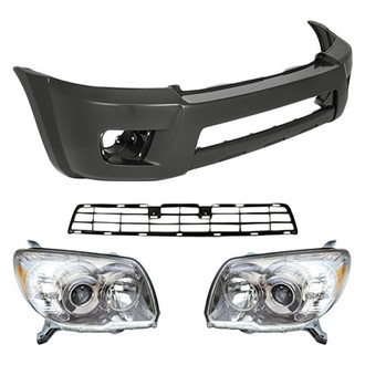 Replacement - 4-Piece Kit (Driver and Passenger Side Headlights, Front Bumper Cover, Front Bumper Grille) (Standard Line)