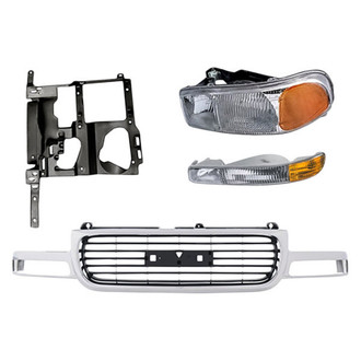 Replacement - 4-Piece Kit (Driver Side Headlight, Grille, Driver Side Headlight Support, Driver Side Turn Signal/Parking Light) (Standard Line)
