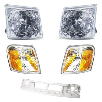 Replacement - 5-Piece Kit (Driver and Passenger Side Headlights, Driver and Passenger Side Turn Signal/Corner Lights, Header Panel) (Standard Line)