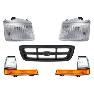 Replacement - 5-Piece Kit (Driver and Passenger Side Headlights, Grille, Driver and Passenger Side Turn Signal/Parking Lights) (Standard Line)
