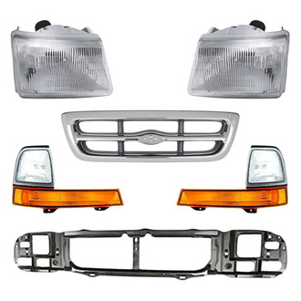 Replacement - 6-Piece Kit (Driver and Passenger Side Headlights, Grille, Driver and Passenger Side Turn Signal/Parking Lights, Header Panel) (Standard Line)