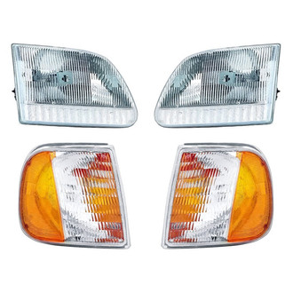 Replacement - 4-Piece Kit (Driver and Passenger Side Headlights, Driver and Passenger Side Turn Signal/Corner Lights) (Standard Line)