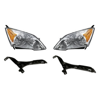 Replacement - 4-Piece Kit (Driver and Passenger Side Headlights, Front Driver and Passenger Side Bumper Cover Side Beams) (Standard Line)