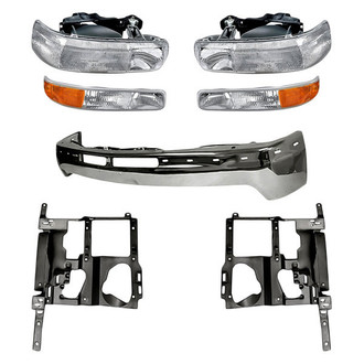 Replacement - 7-Piece Kit (Driver and Passenger Side Headlights, Front Bumper Face Bar, Driver Side and Passenger Side Headlight Support, Driver and Passenger Side Turn Signal/Parking Light) (Standard Line)