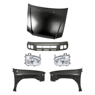Replacement - 6-Piece Kit (Driver and Passenger Side Headlights, Front Bumper Cover, Driver and Passenger Side Fenders, Hood Panel) (Standard Line)