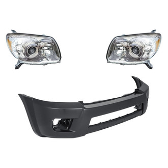 Replacement - 3-Piece Kit (Driver and Passenger Side Headlights, Front Bumper Cover) (Standard Line)