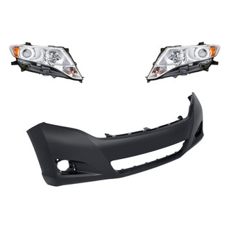 Replacement - 3-Piece Kit (Driver and Passenger Side Headlights, Front Bumper Cover) (Standard Line)