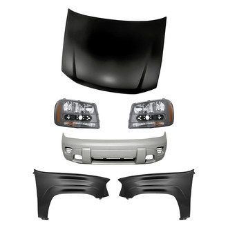 Replacement - 6-Piece Kit (Driver and Passenger Side Headlights, Front Bumper Cover, Driver and Passenger Side Fenders, Hood Panel) (Standard Line)
