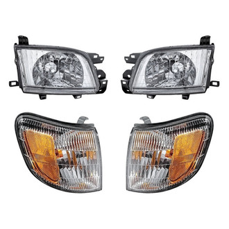 Replacement - 4-Piece Kit (Driver and Passenger Side Headlights, Driver and Passenger Side Turn Signal/Corner Lights) (Standard Line)