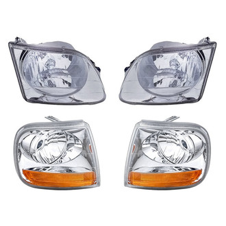 Replacement - 4-Piece Kit (Driver and Passenger Side Headlights, Driver and Passenger Side Turn Signal/Corner Lights) (Standard Line)