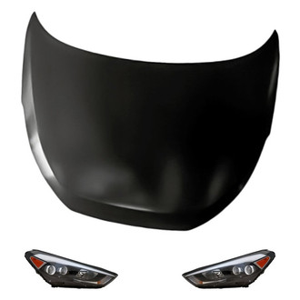 Replacement - 3-Piece Kit (Driver and Passenger Side Headlights, Hood Panel) (Standard Line)
