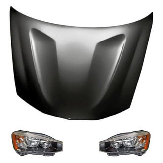 Replacement - 3-Piece Kit (Driver and Passenger Side Headlights, Hood Panel) (Standard Line)