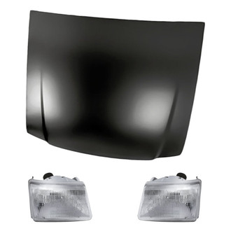 Replacement - 3-Piece Kit (Driver and Passenger Side Headlights, Hood Panel) (Standard Line)