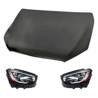 Replacement - 3-Piece Kit (Driver and Passenger Side Headlights, Hood Panel) (Standard Line)